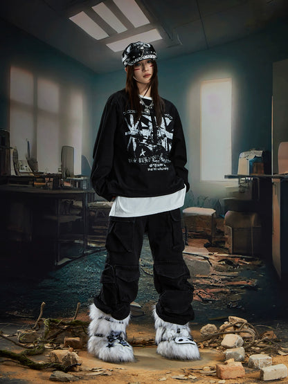 Washed Damage Multi-Pocket Cargo Denim Jeans WN20572