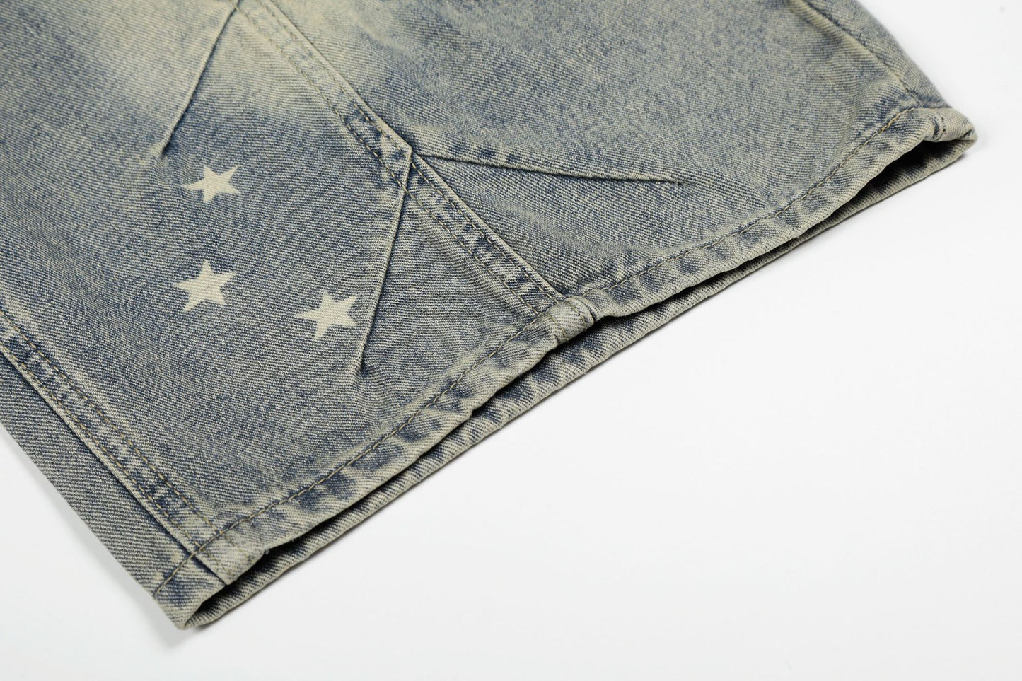 Curved Star Wide Leg Denim Short Pants WN25599