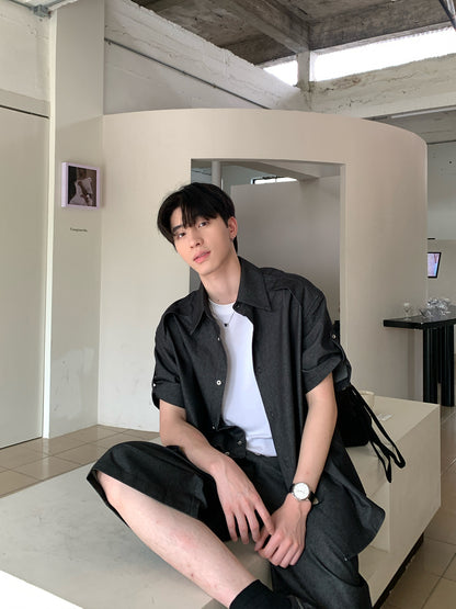 Plain Short Sleeve Shirt & Half Pants Setup WN24968