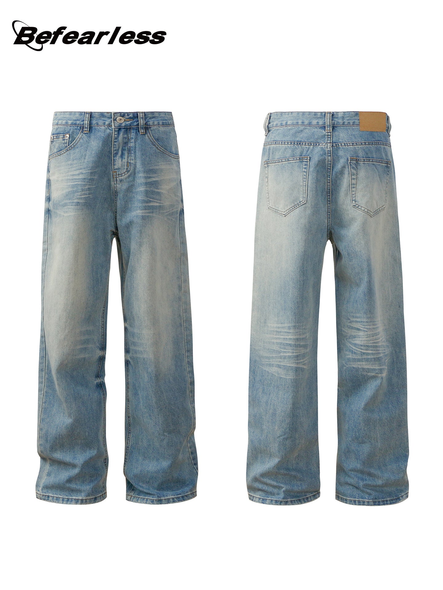 Washed Whisker Wide Leg Jeans WN26381