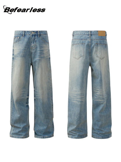 Washed Whisker Wide Leg Jeans WN26381