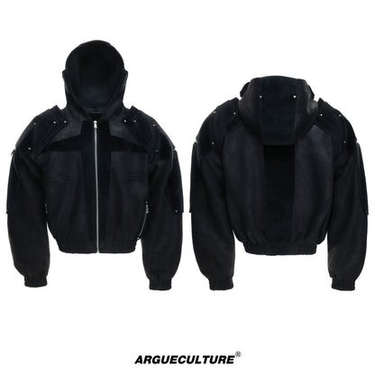 Matte Wax Coating Deconstructed Hooded Jacket WN23325