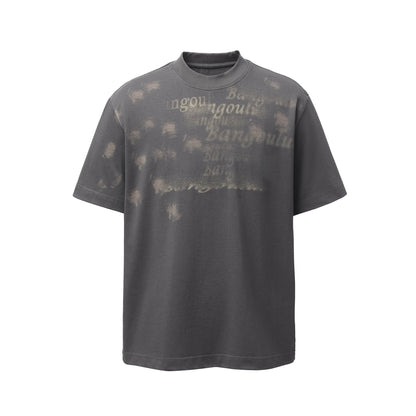 Bleach Washed Logo Print Short Sleeve T-Shirt WN25555
