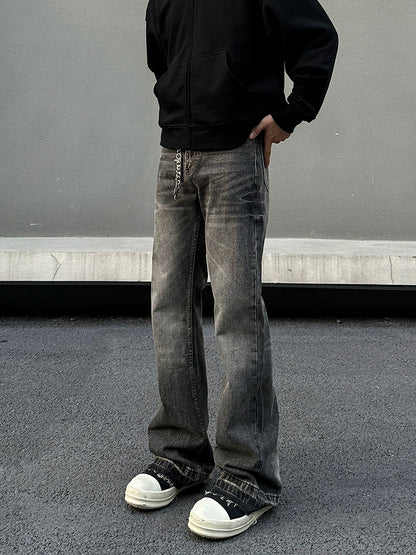 Raw Hem Flare Denim Jeans WN19418