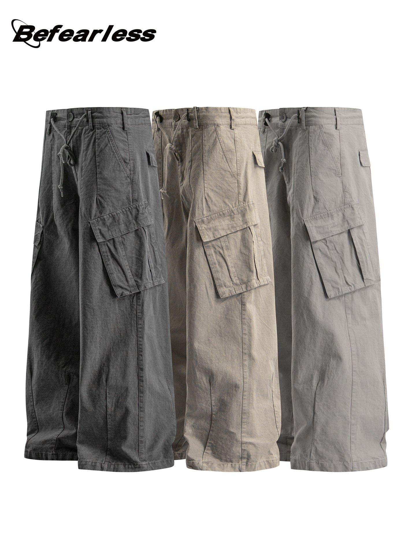 Washed Straight Wide Leg Cargo Pants  WN26343