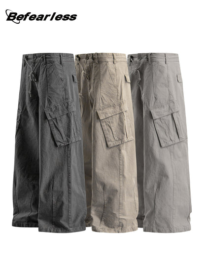 Washed Straight Wide Leg Cargo Pants  WN26343