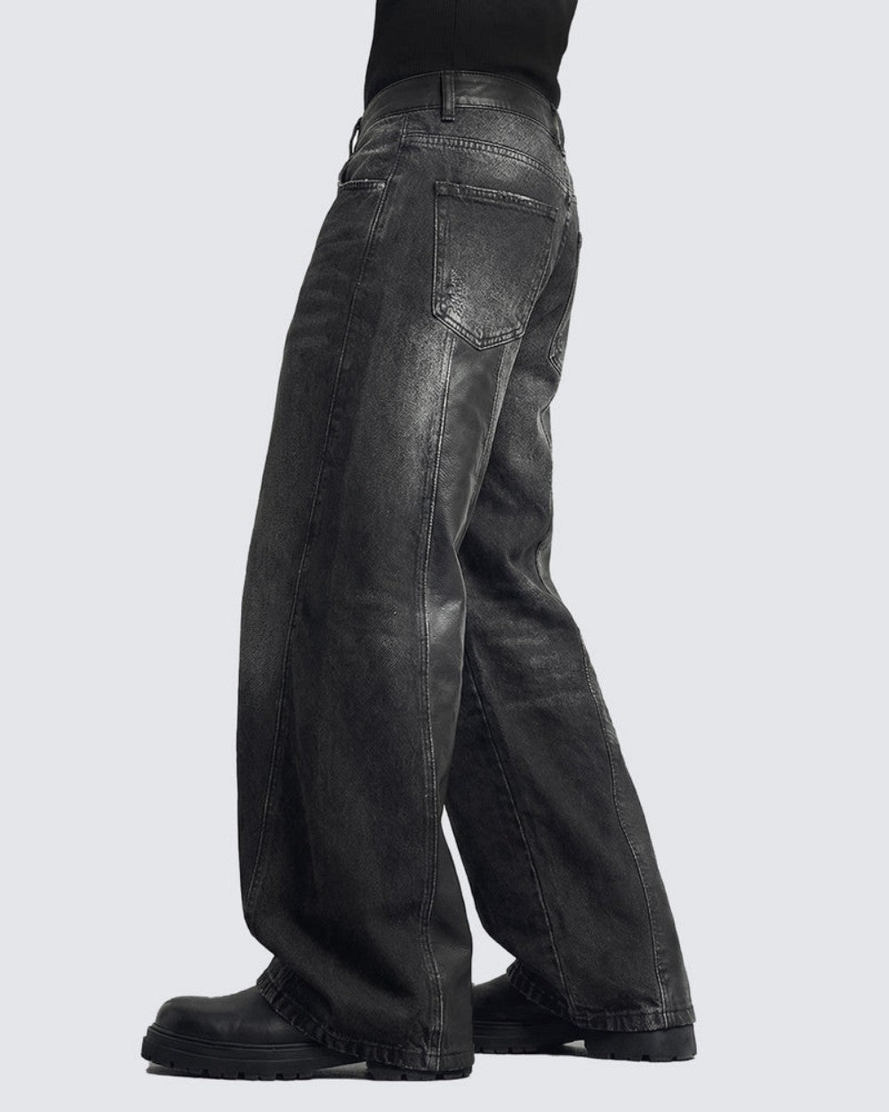 Washed Patchwork Curved Faded Denim Jeans WN27895
