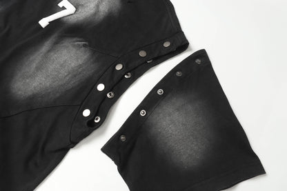 Washed Damage Detachable Vest Layered Short Sleeve T-Shirt WN16188