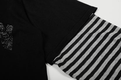 Fake Layered Stripe Graphic Long Sleeve T-Shirt WN28013