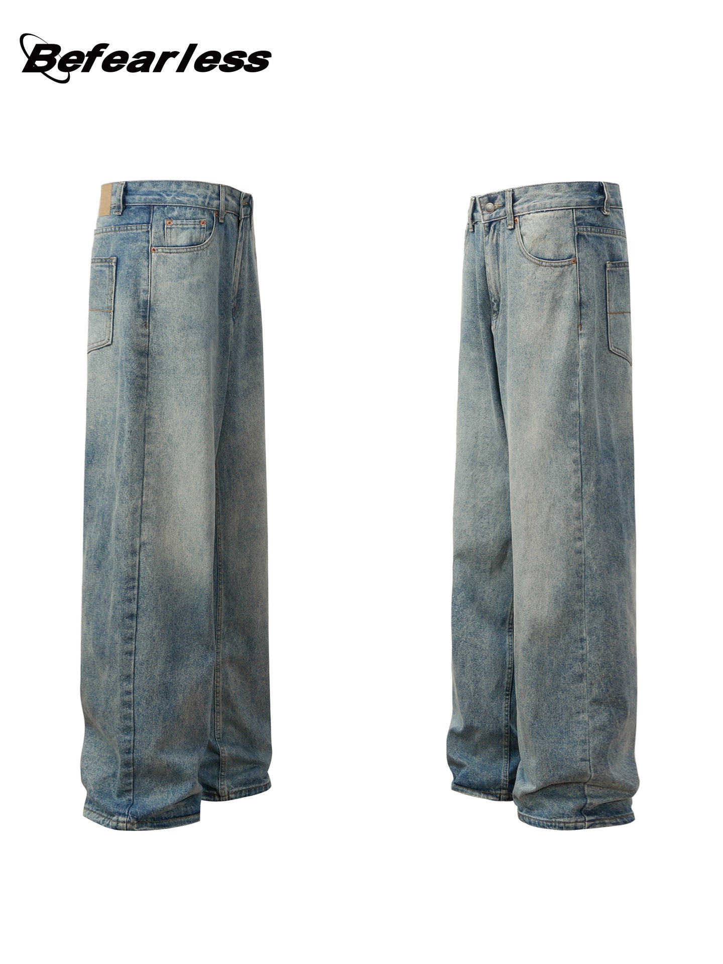 Washed Baggy Wide Leg Denim Jeans WN26348