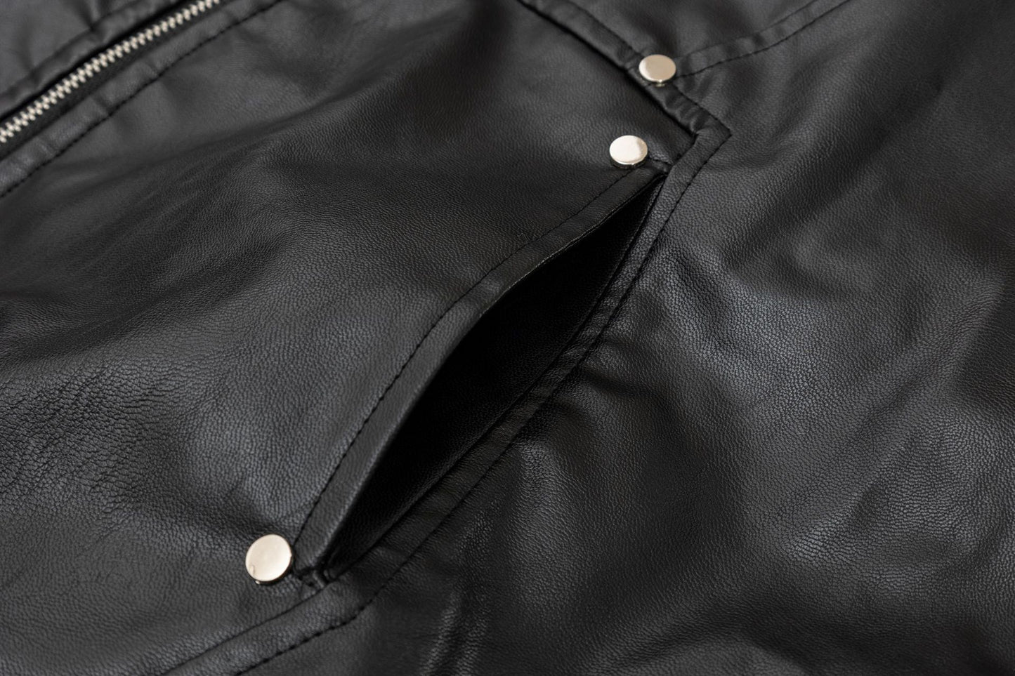 PU Leather Detachable Fur Collar Padded Parker Jacket WN11312