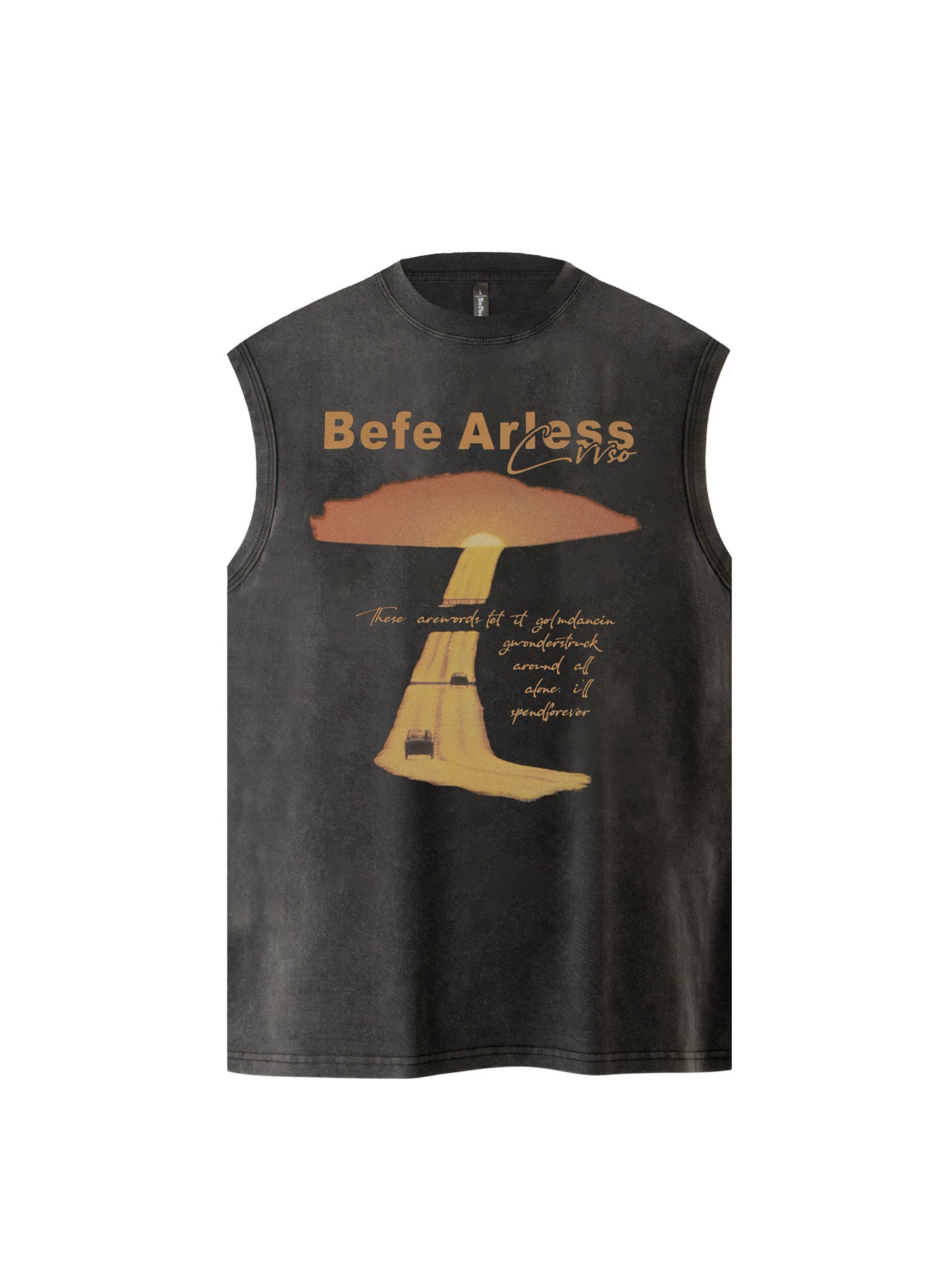 Sunset Print Oversize Sleeveless T-Shirt WN26375