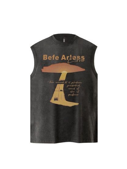 Sunset Print Oversize Sleeveless T-Shirt WN26375