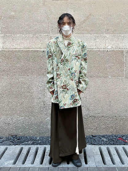 Floral Shoulder-Pad Jacquard Tailored Jacket WN20023