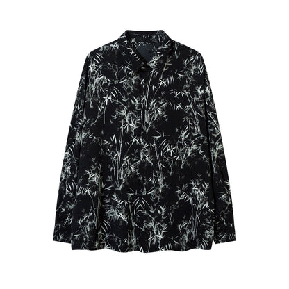 Bamboo Print Oversize Long Sleeve Shirt WN8711