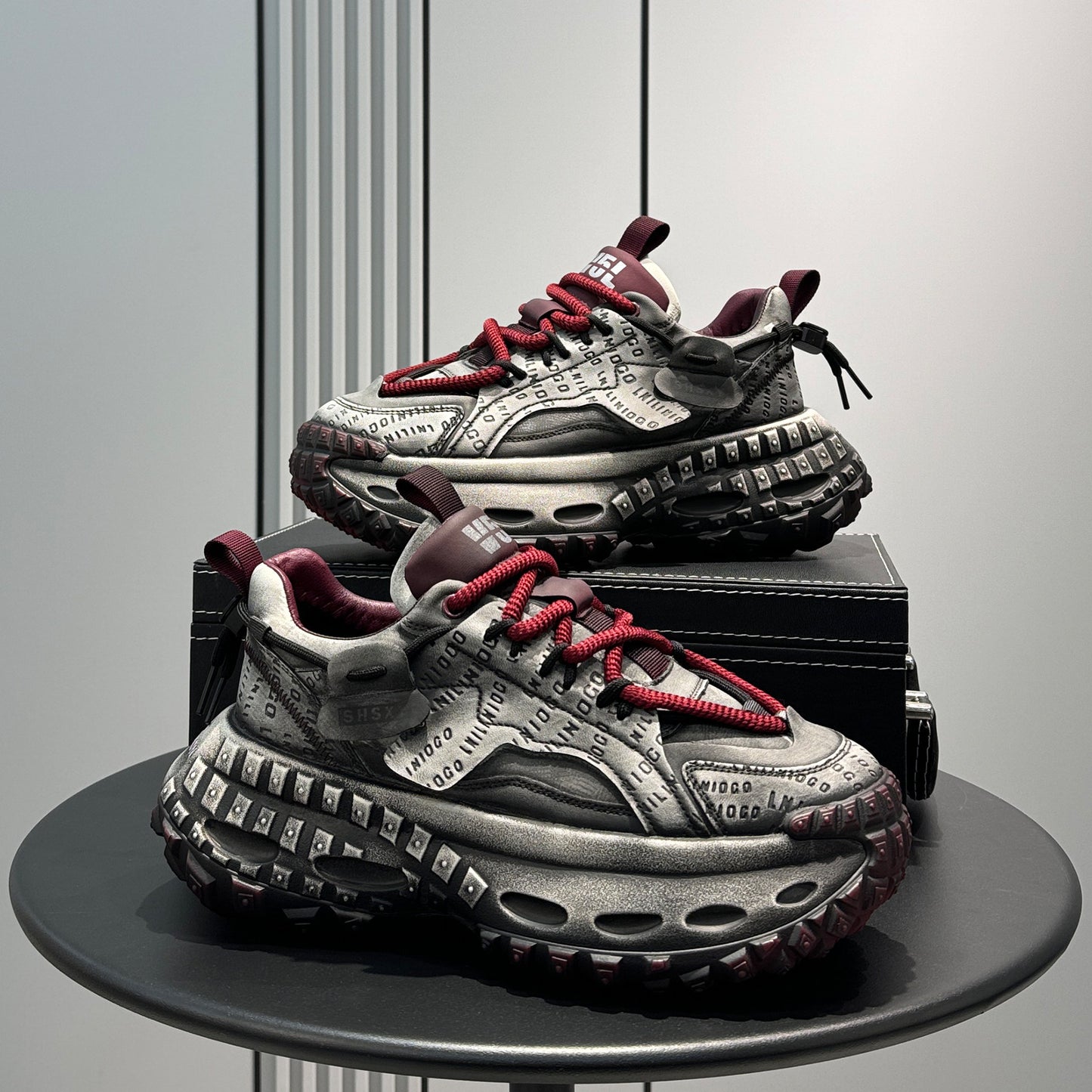 Emboss Rope Thick Sole Dad Sneakers WN24766