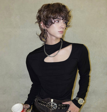 Cut-Out Design Long Sleeve T-Shirt WN25040