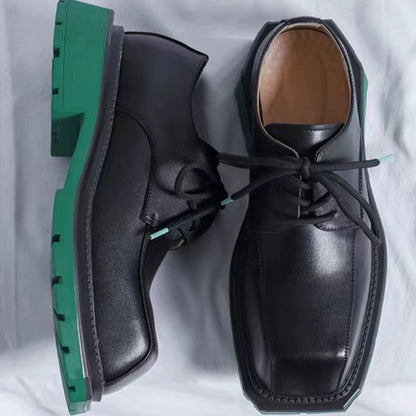 Square Toe Chunky Sole Leather Derby Shoes WN20769