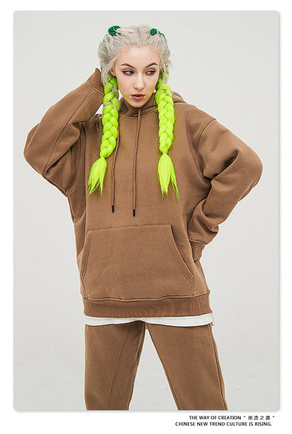 Fleece Lining Oversize Hoodie & Fleece Lining Sweatpants Setup WN9931-K