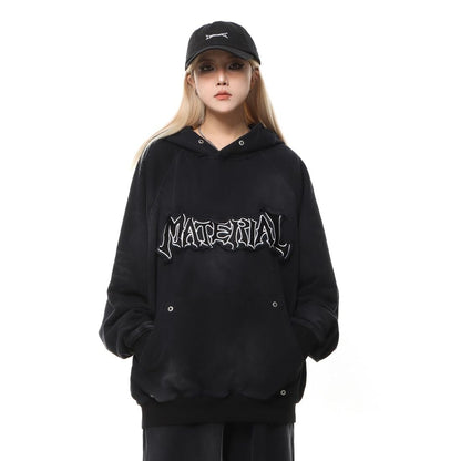 Heavyweight Washed Patch Embroidery Pullover Hoodie WN25660