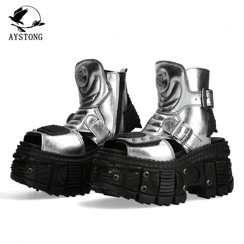 Chunky Sole Metallic Design Boots WN19189