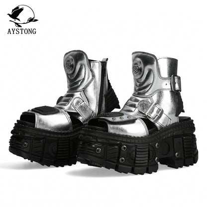 Chunky Sole Metallic Design Boots WN19189