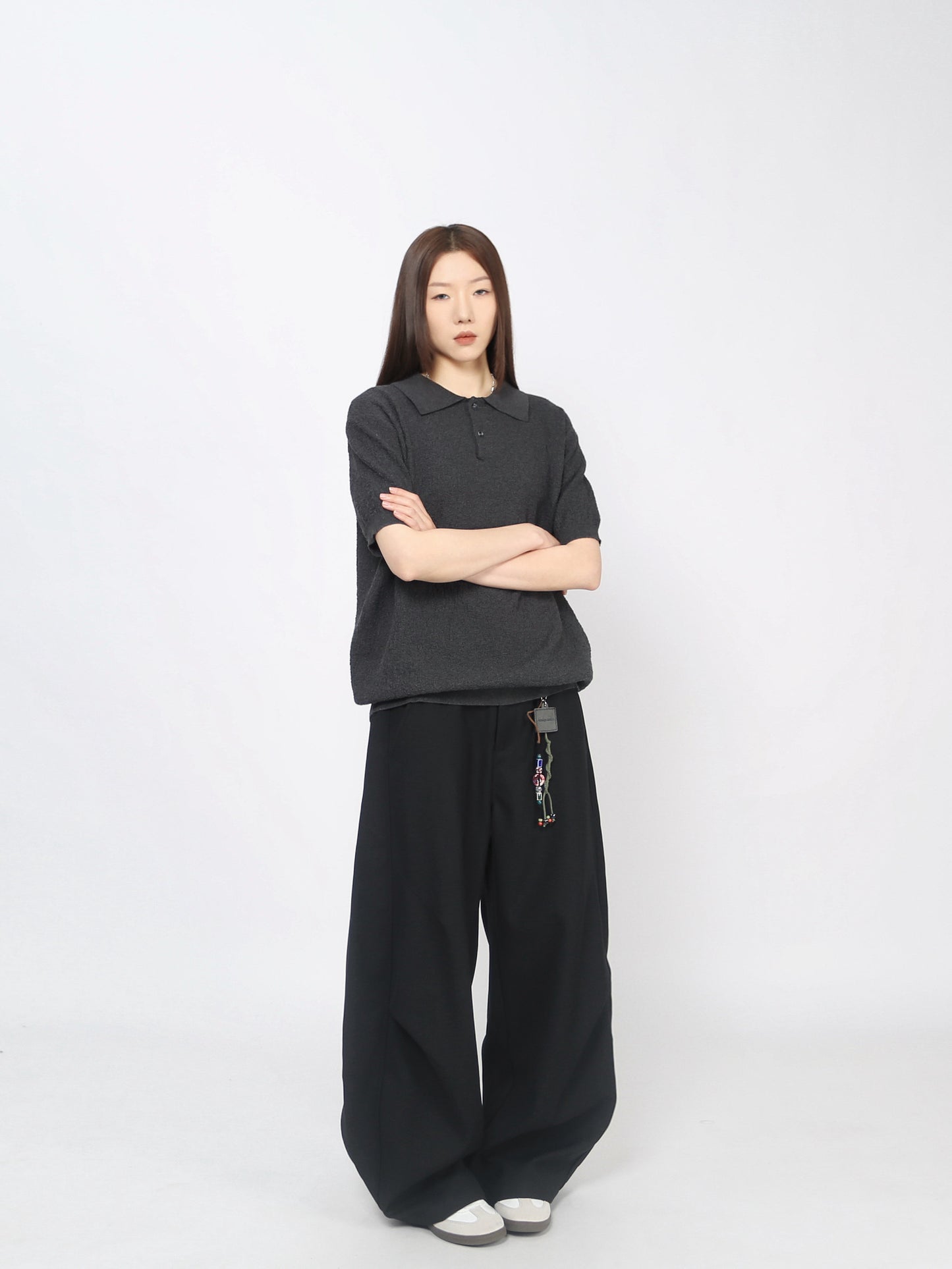 Melange Knit Polo Short Sleeve Shirt WN24488