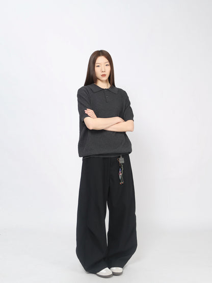 Melange Knit Polo Short Sleeve Shirt WN24488