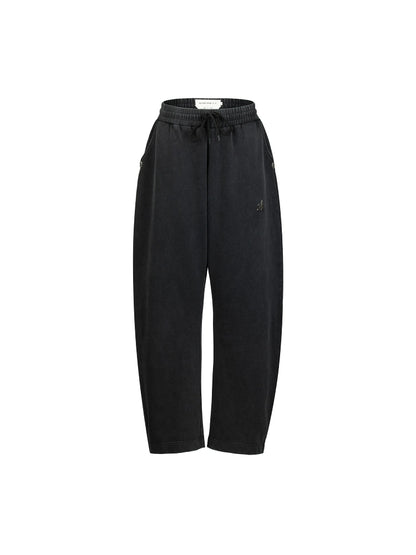 Washed Curved Design Wide Leg Sweatpants WN18891