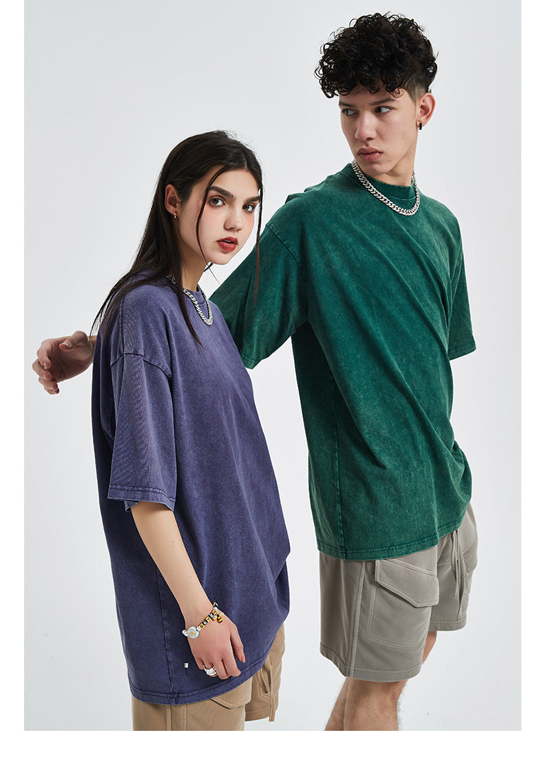 Vintage Dyed Oversize Short-sleeve T-shirt & Vintage Dyed Short Sweatpants Setup WN6631