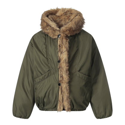 Fake Fur Trim Hooded Puffer Jacket WN21868