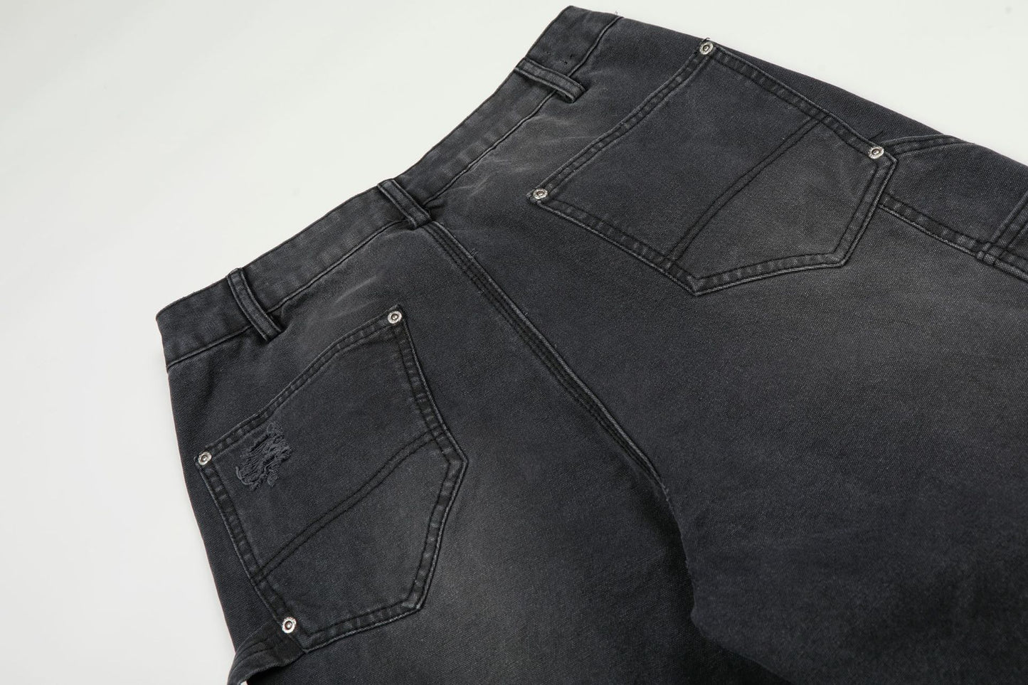 Washed Damage Wide Leg Denim Jeans WN26058
