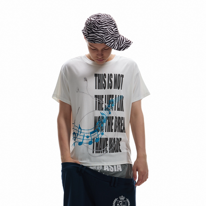Music Note Letter Graphic Print Short Sleeve T-Shirt WN27221