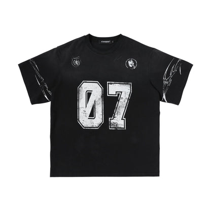 Washed Number Print Short Sleeve T-Shirt WN25385