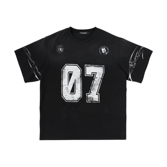 Washed Number Print Short Sleeve T-Shirt WN25385