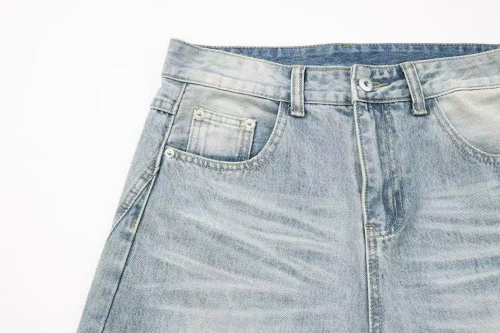 Washed Drape Wide Leg Denim Jeans WN27932