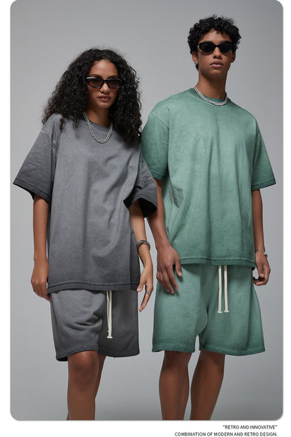 Vintage Dyed Oversize Short-sleeve T-shirt & Vintage Dyed Short Sweatpants Setup WN6642