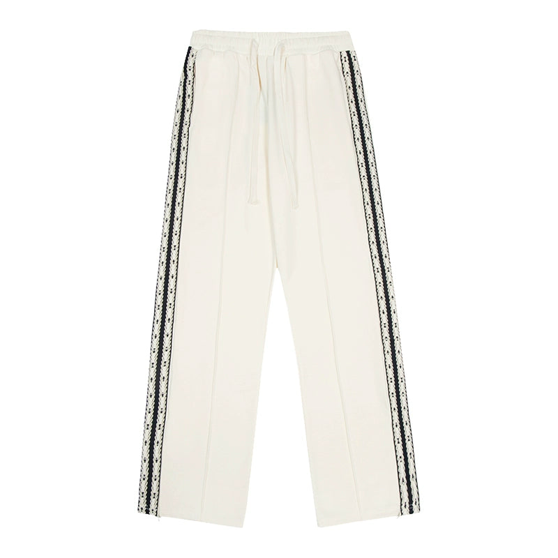 Side Stripe Panel Wide-Leg Straight Track Pants WN10401