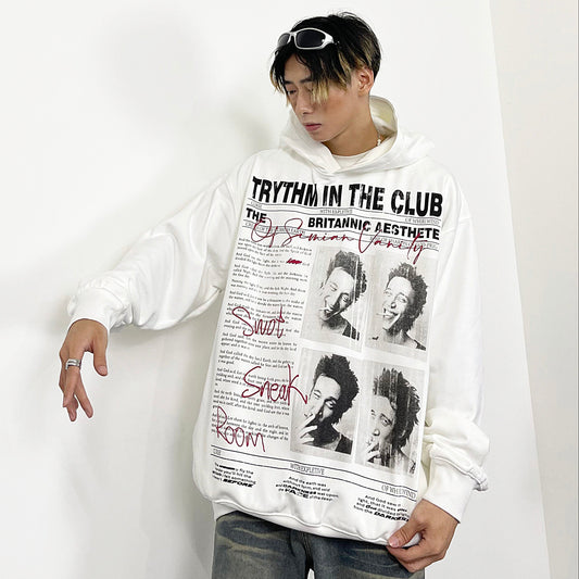 Letter Photo Print Oversize Hoodie WN24290