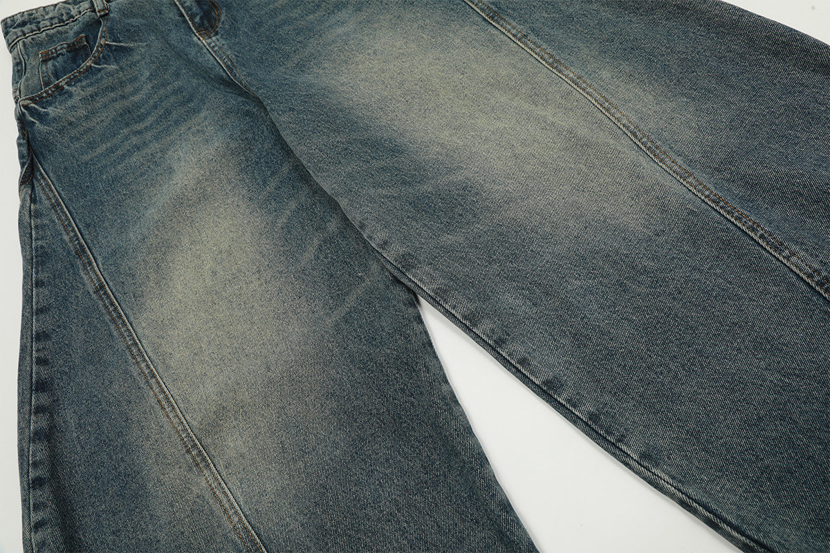 Washed Curve Wide Leg Denim Jeans WN16167