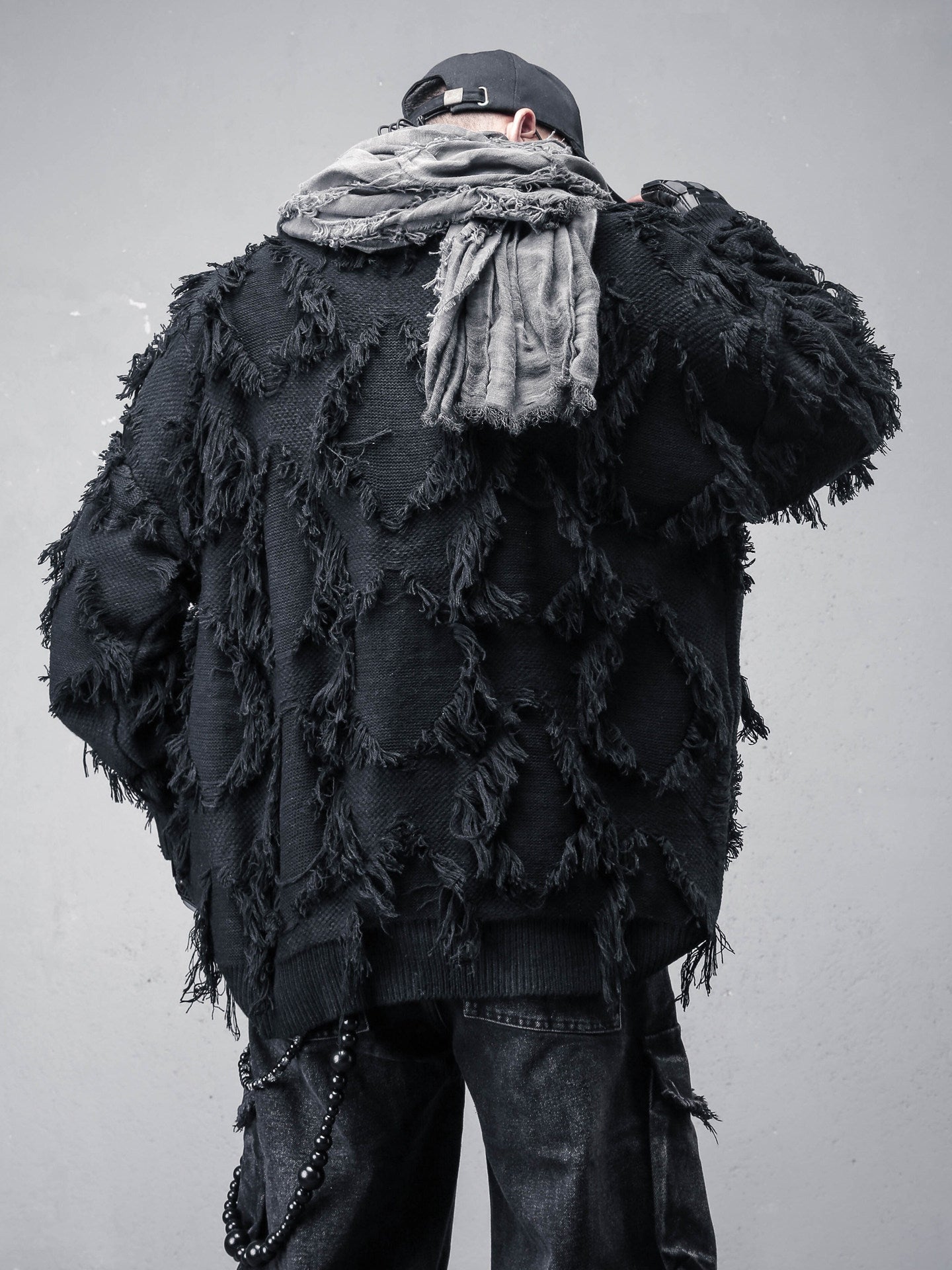 Texture Tassel Oversize Knit Sweater WN22553