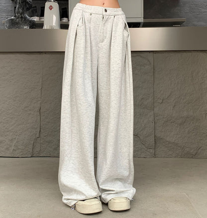 Pleats Draped Straight Sweatpants WN25822