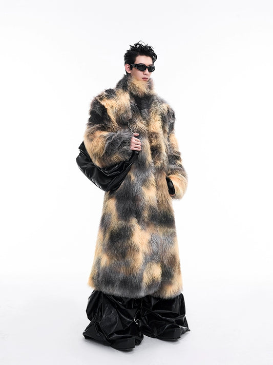 With Scarf Fake Mink Long Fur Coat WN11708