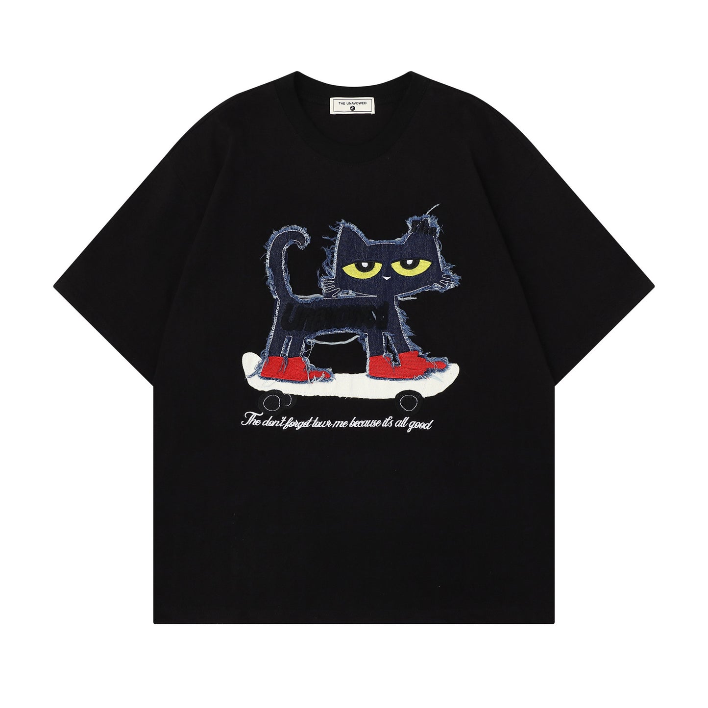 Cat Applique Embroidery Short Sleeve T-Shirt WN25665