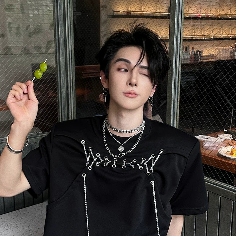 WN25085 Yang Yifan trendy brand necklace versatile personality men's necklace pendant hip-hop street fashion design sense coin pendant WN25085
