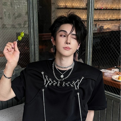 WN25085 Yang Yifan trendy brand necklace versatile personality men's necklace pendant hip-hop street fashion design sense coin pendant WN25085