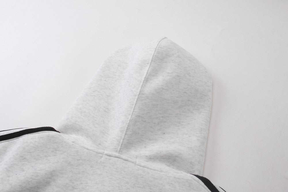 Stripe Zipper Hoodie & Wide Leg Drawstring Sweatpants Setup WN27993
