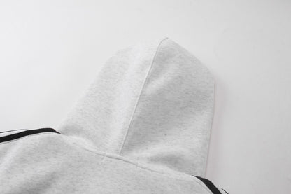 Stripe Zipper Hoodie & Wide Leg Drawstring Sweatpants Setup WN27993