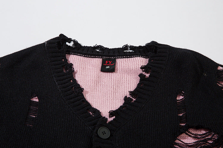 Damage Cutout Knit Sweater WN11444