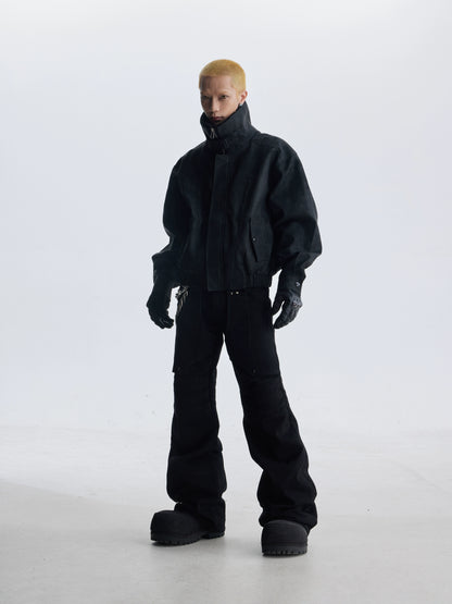 Belt Patchwork Fur Collar PU Leather Jacket WN20815